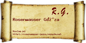 Rosenwasser Géza névjegykártya
